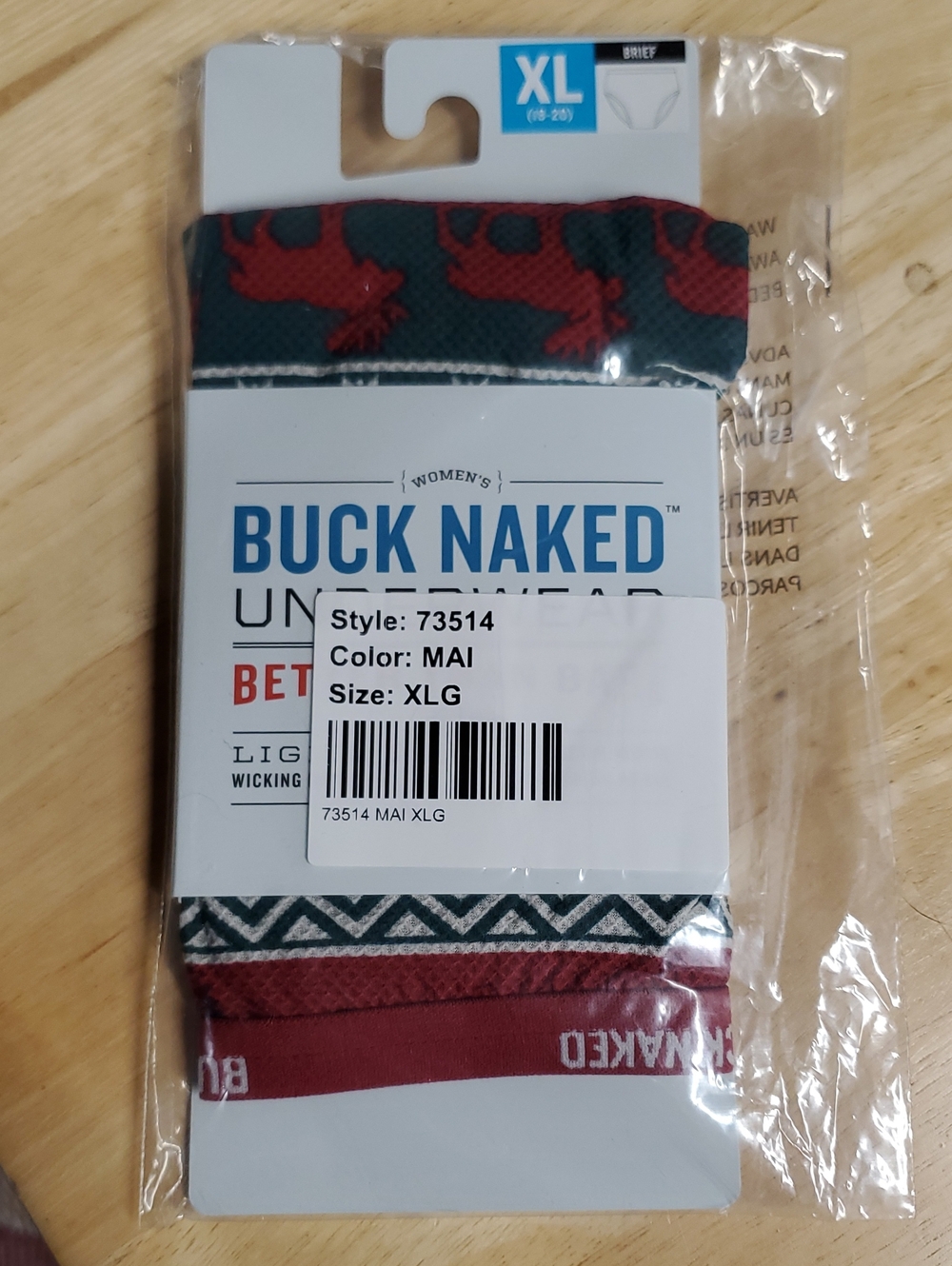 Duluth Trading Co Buck Naked Briefs in Red & Green Print - XL